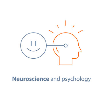 Positive mindset, mental connection, emotional intelligence concept, neuroscience and psychology, vector icon