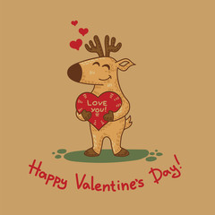 Craft doodle tribal greeting card with deer.