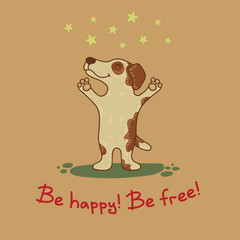 Craft doodle tribal greeting card with dog.