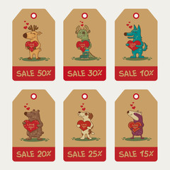 Craft doodle tribal labels with animals.