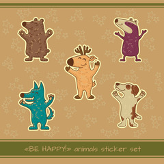Craft doodle tribal stickers with animals.