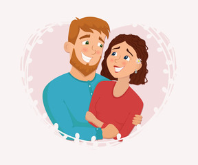 Man and woman in love. St. Valentine's day cartoon vector illustration.