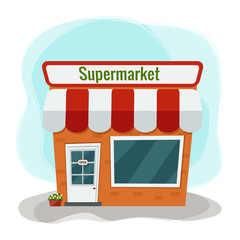 Vector illustration of grocery store. Supermarket Flat design.