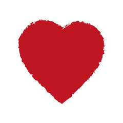 Brushed red heart on white background