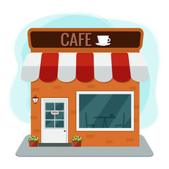 City cafe. Coffee shop. Flat design. Vector illustration.