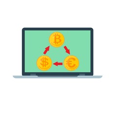 Exchange Rates Concept Icon. cryptocurrency mining. editable flat vector illustration, clip art