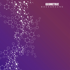 Structure molecule and communication. Dna, atom, neurons. Scientific concept for your design. Connected lines with dots. Medical, technology, chemistry, science background. Vector illustration.