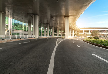 empty highway with cityscape and skyline of chongqing,China.