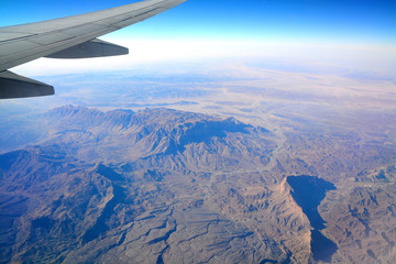 Aerial view of Hajjar Mountains in Oman