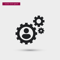 User with gear icon simple vector sign