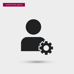 User with gear icon simple vector sign