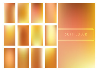 Set of soft golden gradients background