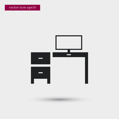 Office desk icon simple vector sign