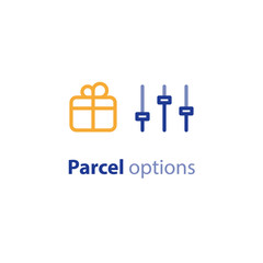 Shipping options, shipment services, parcel parameters, box size and weight