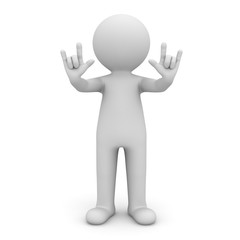 3d man doing I Love You hand gesture isolated over white background. 3D rendering.