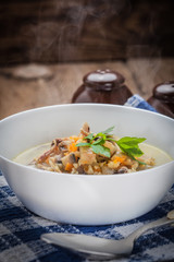 Hot mushroom soup.
