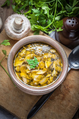 Hot mushroom soup.