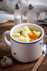 Bowl of minestrone soup.