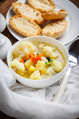 Bowl of minestrone soup.