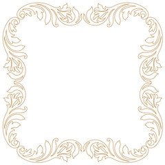 Golden vintage border frame engraving with retro ornament pattern in antique baroque style decorative design. Vector