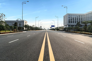 empty highway with cityscape and skyline of chongqing,China.