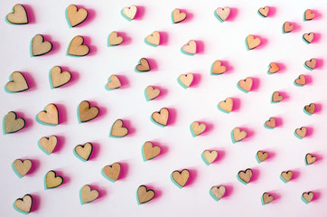 Texture hearts on a white background with multi-colored outlines.