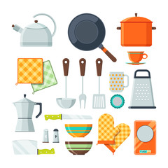 Kitchen tools for cooking. Vector cartoon illustrations isolate