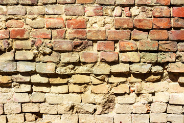Old red brick vintage wall texture background