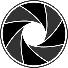 Vector graphic illustration of a camera aperture with 8 blades