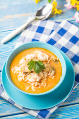 Tomato soup with rice.