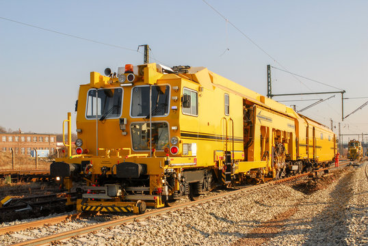 Gleisbau-Maschine im Einsatz