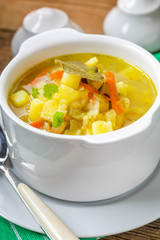 Cucumber soup with vegetables.