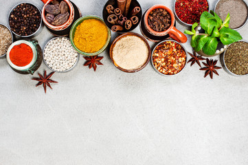 Background with various oriental spices