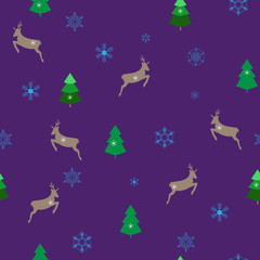 Christmas tree and deer seamless pattern