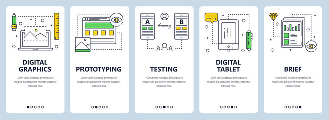 Vector modern thin line digital graphics concept web banners