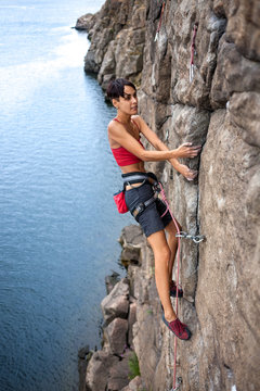 Climber over the water