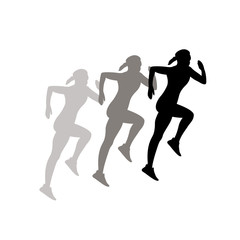 Fototapeta na wymiar black Silhouette of running girl vector illustration