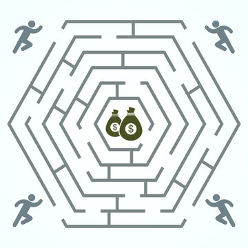 Run for money - hexagonal labyrinth