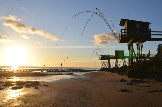 Fishing plaices (Carrelets). West of France, Pornic 44