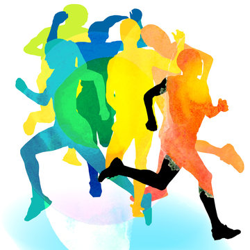 silhouette set icone - sport running
