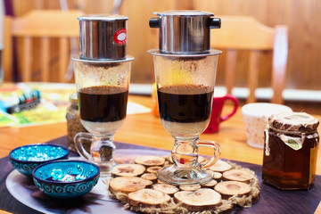 Two cups of coffee in Vietnamese