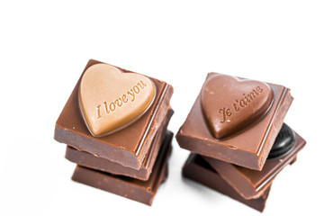 heart chocolate isolated on white background