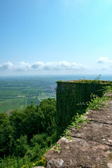 View from the walls of Madenburg castle ruin near Landau in der Pfalz, Germany.