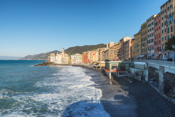Fototapeta na wymiar Camogli, very nice town in Genoa Province, winter morning view