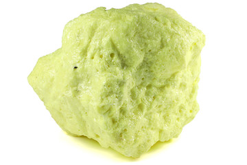 crystallized sulfur from Kawah Ijen/ Indonesia isolated on white background