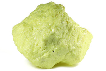 crystallized sulfur from Kawah Ijen/ Indonesia isolated on white background