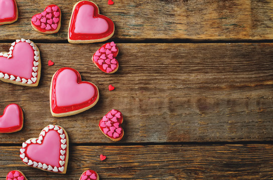 Heart shape sugar cookies for Valentine's Day
