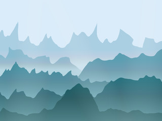 abstract vector watercolor misty mountains landscape