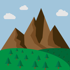 landscape of mountains with trees