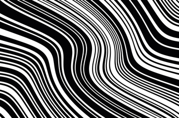 Abstract black and white background with oblique wavy lines. Vector illustration 